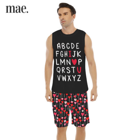 I Love You Alphabet Sleeveless Men's Set For Valentine Day Outfit