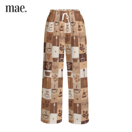 Long Sleeve Pajama Pants With Coffee Print