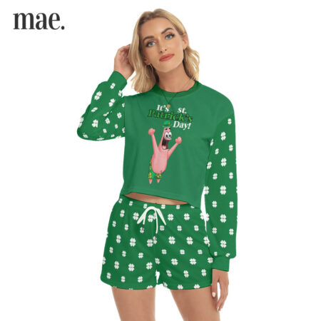 Funny St Patrick Day SpongeBob Sweatshirt And Shorts For Women