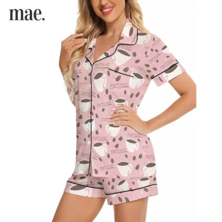 Coffee Short Sleeve Pink Women's Pajamas