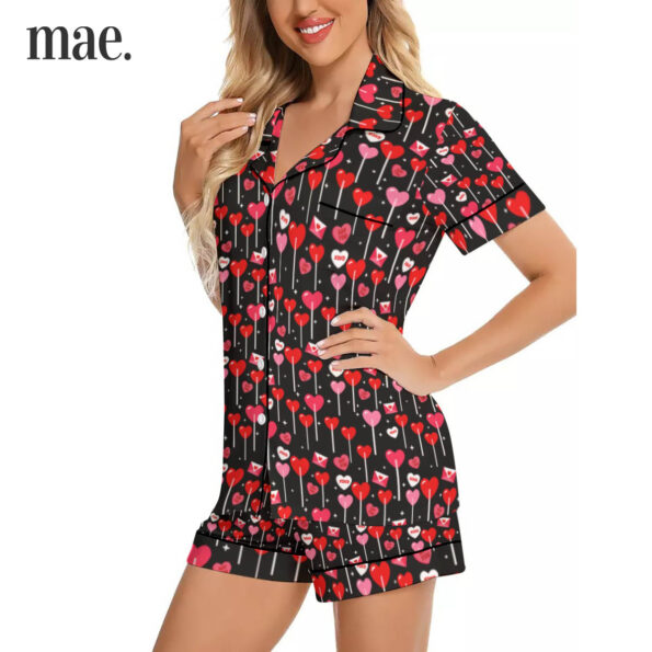 Cute Heart Short Sleeve PJs For Women