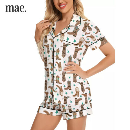 Vintage Cowboy Short Pajama Set For Women