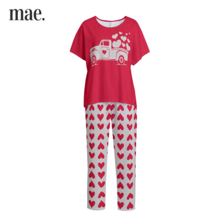 Valentine Truck Short Sleeve Pajamas For Women