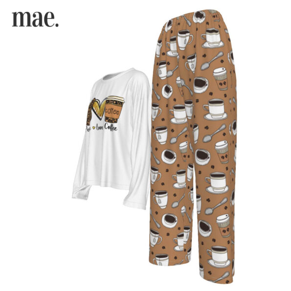 Love Coffee Long Sleeve Women's Pajama Set