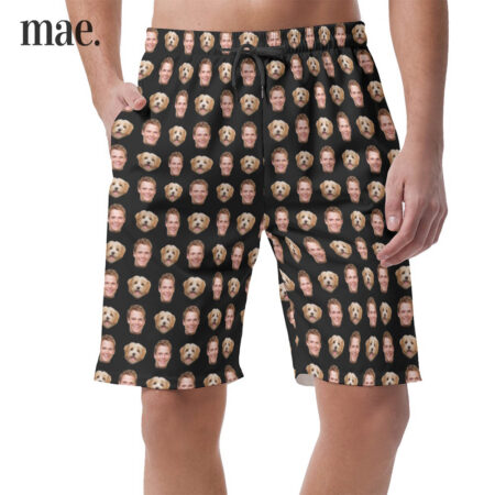 Men's Casual Shorts With Custom Face And Dog