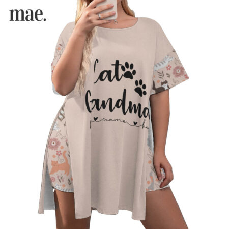 Women Short Pajamas Plus Size With Custom Cat Name