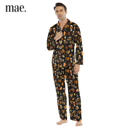 Coffee Drinking Black Pajama Sets For Men