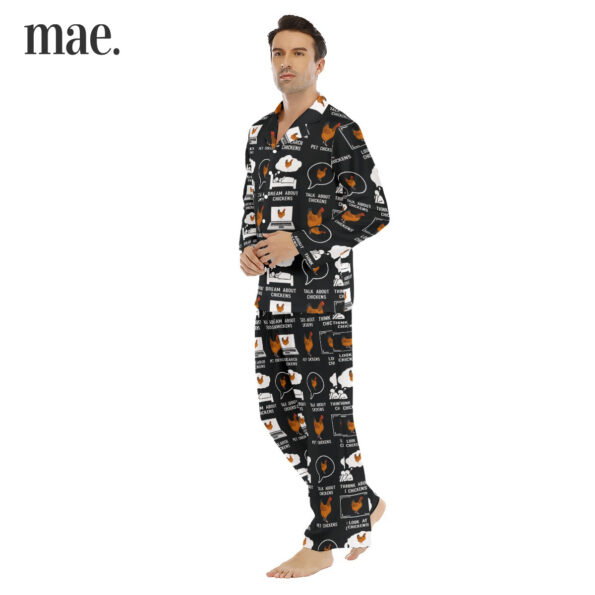 Black Chicken Lovers Collar Pajama Sets For Men