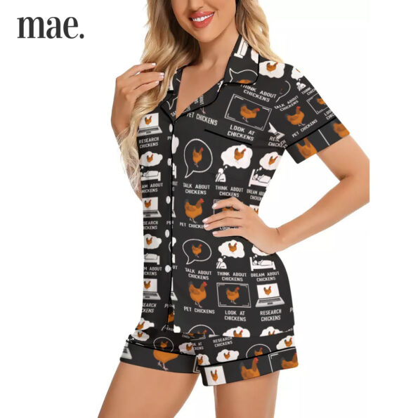 Black Chicken Short Pajama Sets