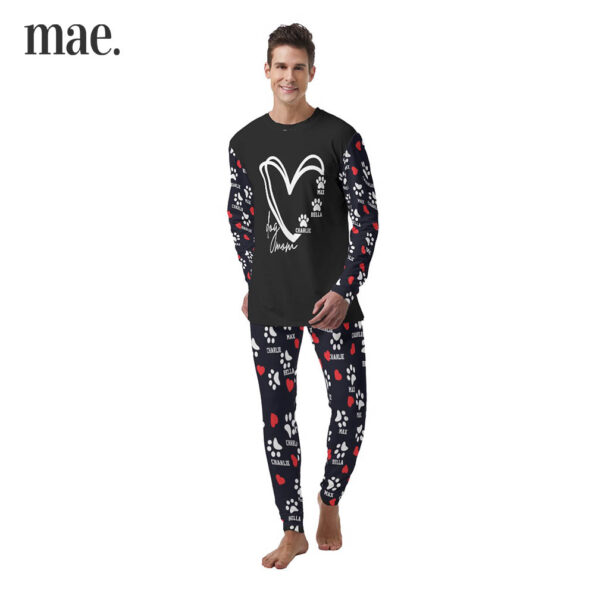 Black Custom Dog Name Men's Pajamas