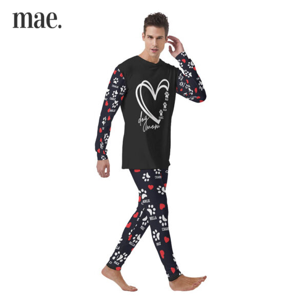 Black Custom Dog Name Men's Pajamas