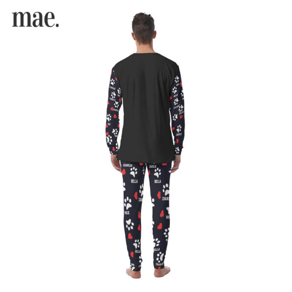 Black Custom Dog Name Men's Pajamas