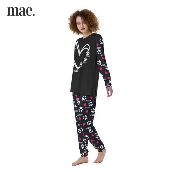 Black Custom Dog Name Pajamas For Women