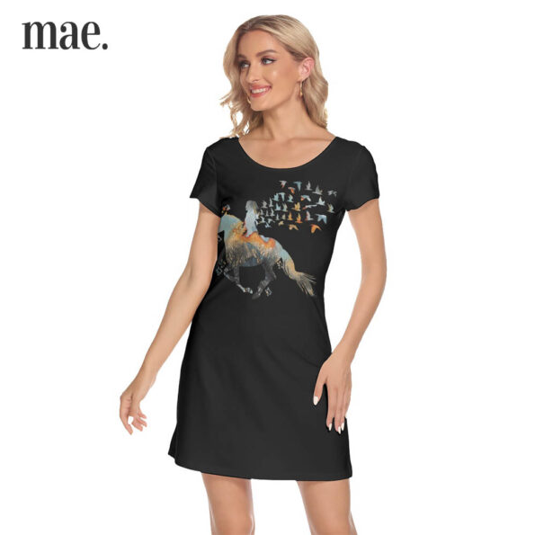 Black Horse Short Sleeve Women's Dress