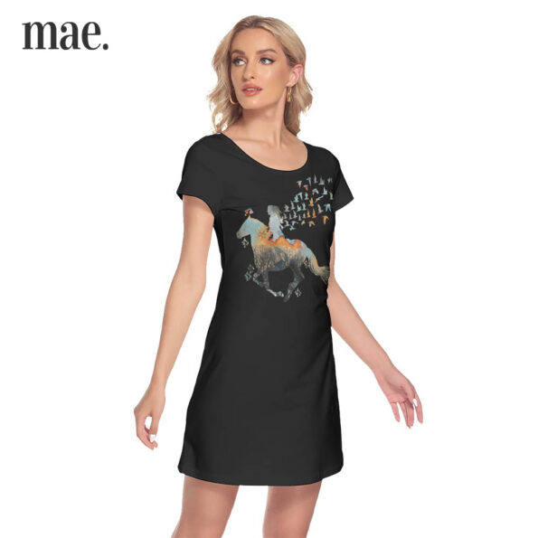 Black Horse Short Sleeve Women's Dress