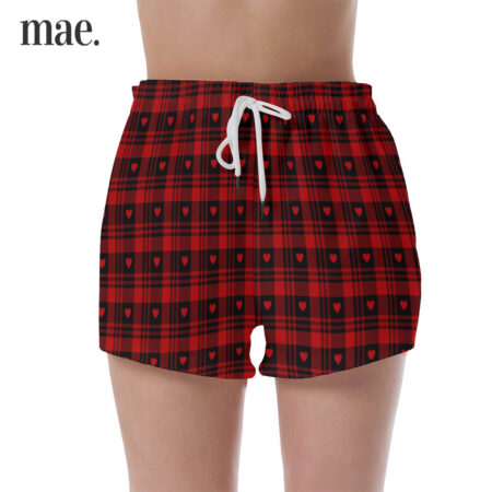 Black Red Checkboard Women's Shorts