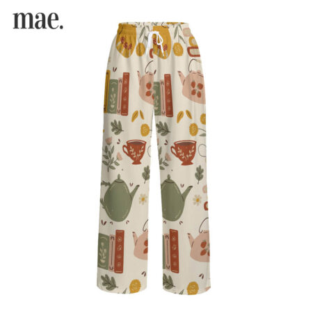 Book And Tea Unisex Wide Leg Pajamas Pants