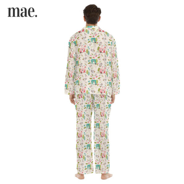 Camping Print Collar Pajama Sets For Men