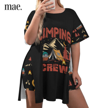 Camping Print Women Short Pajamas Plus Size