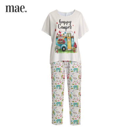 Camping Themed Pajamas With Short Sleeve