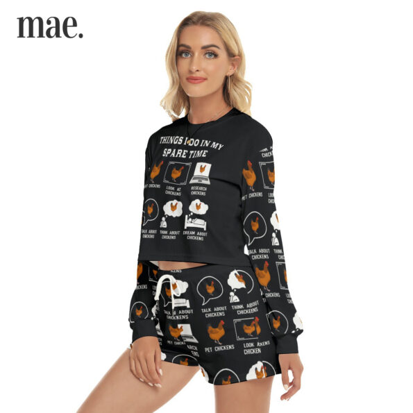 Chicken Black Crop Top Shirt And Shorts For Women