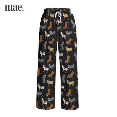 Cow Farm Pajama Pants With Wide Legs