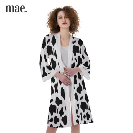 Cow Print Women's Satin Kimono Robe