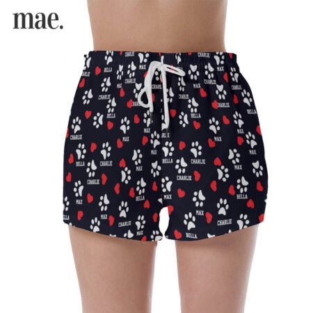 Custom Dog Name Pajama Shorts For Women