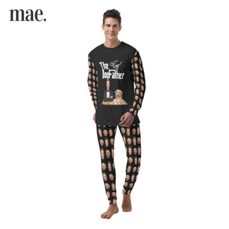 Custom Dog Long Sleeve Pajamas For Men