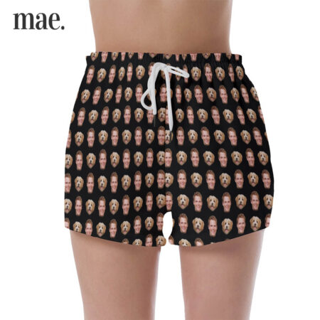 Custom Face Women's Pajama Shorts With Dog