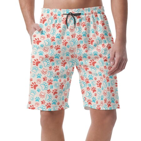 Cute Cat Paw Casual Shorts For Men