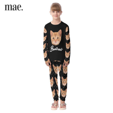 Cute Custom Cat Face Pajamas For Kids