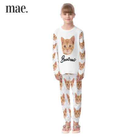 Cute Personalized Cat Face Pajamas For Kids