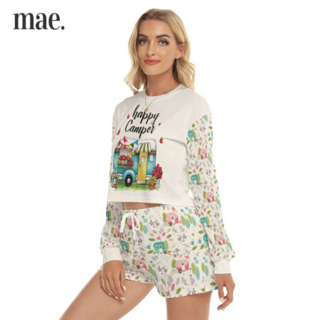 Happy Camper Crop Top Shirt And Shorts For Women