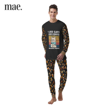 Cat And Coffee Lovers Men's Pajamas