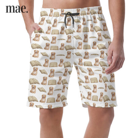 Men's Casual Shorts With Custom Dog And Book