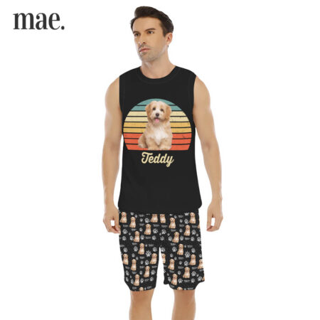 Personalized Dog Face Sleeveless Men's Set