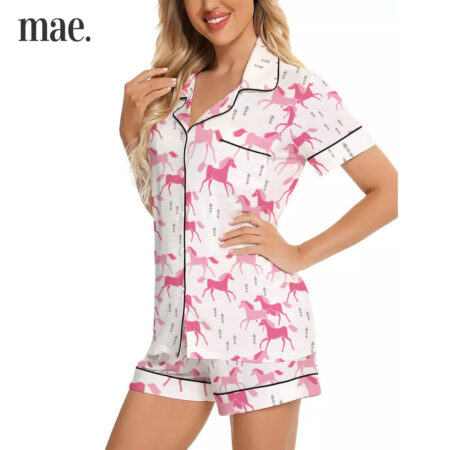 Pink Horse Short Pajamas Set For Women