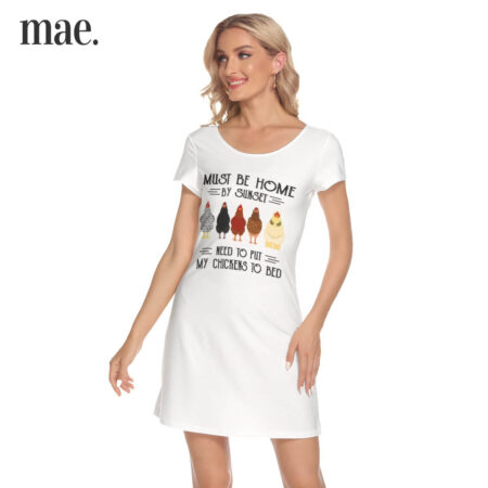 Put My Chickens To Bed Funny Short Sleeves Dress