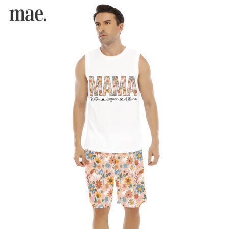 Retro Custom Name Sleeveless Men's Set