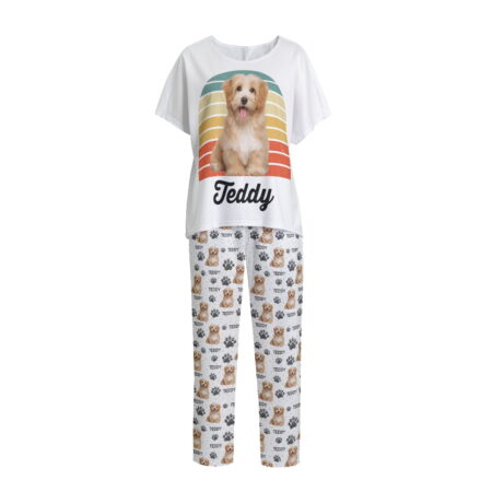 Short Sleeve Shirt And Pajama Pants With Custom Dog