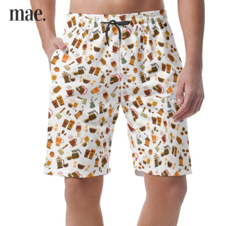 Coffee White Casual Shorts For Men