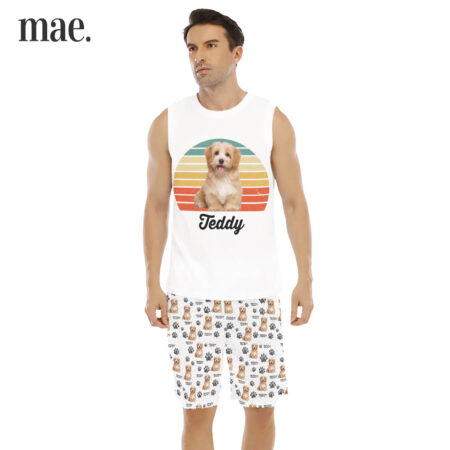 Unique Custom Dog Face Sleeveless Men's Set