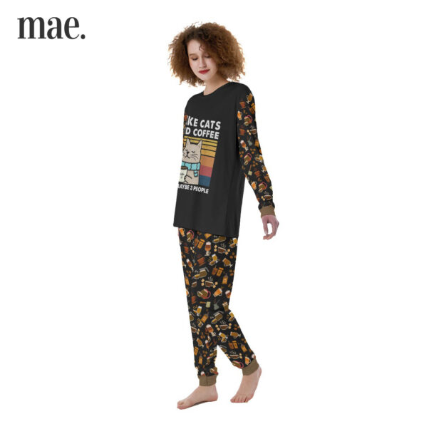 Cat And Coffee Black Women's Pajamas