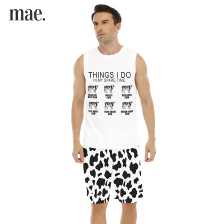 White Cow Sleeveless Men's Set