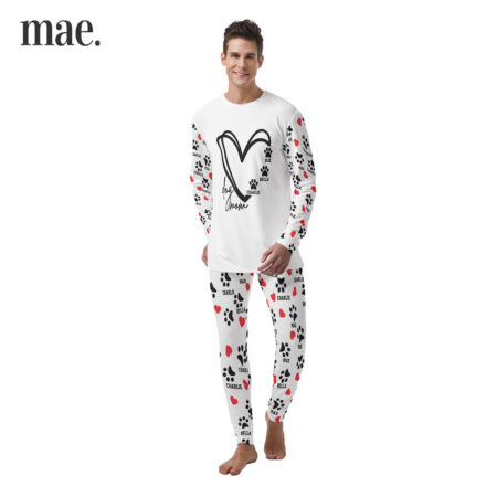 White Custom Dog Name Men's Pajamas