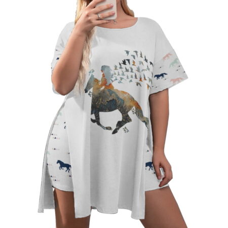 White Horseback Riding Women Short Pajamas Plus Size