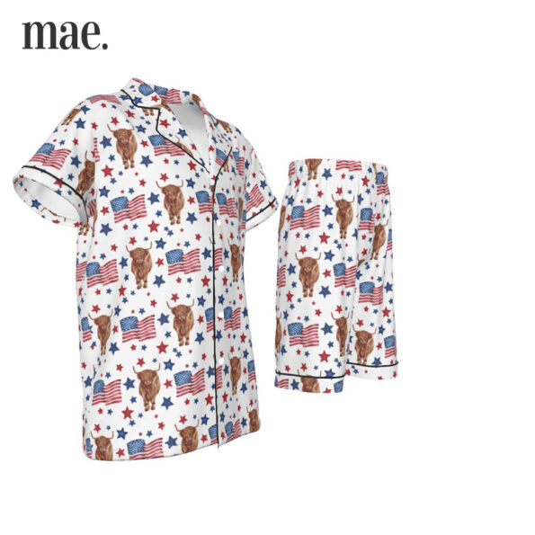 American Flag Cows White Kid's Short Pajamas