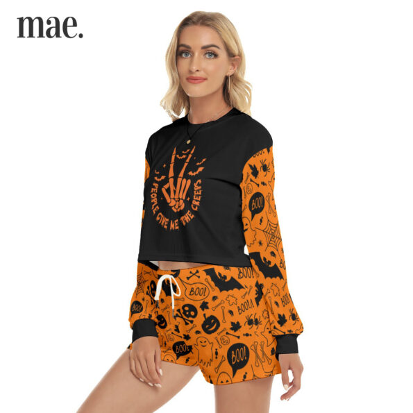 Black And Orange Skeleton Women's Pajamas