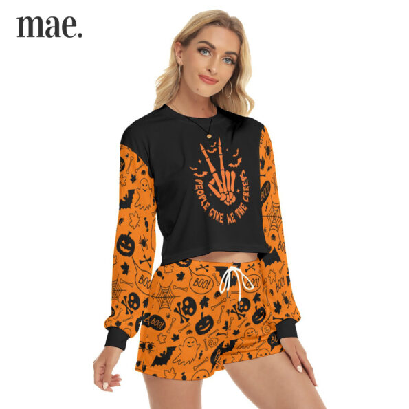 Black And Orange Skeleton Women's Pajamas